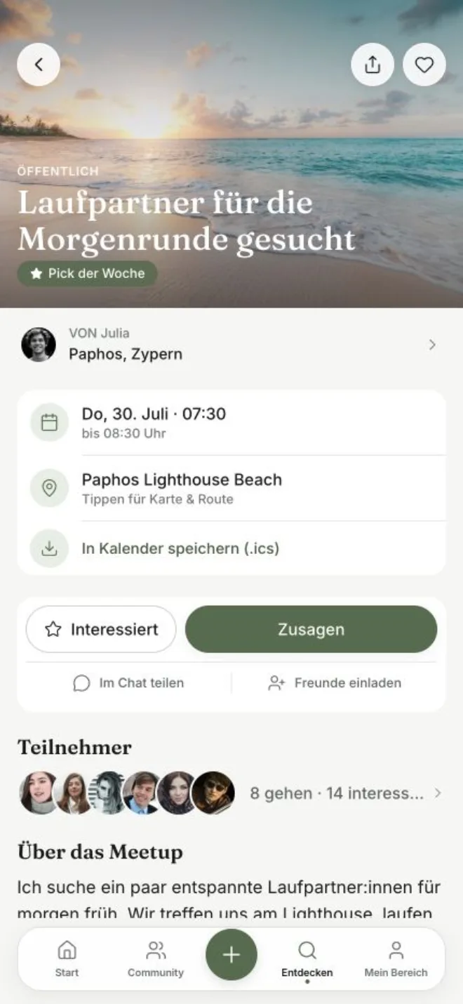 Echt gerendertes Cyprusliv Meetup mit Julia am Lighthouse Beach